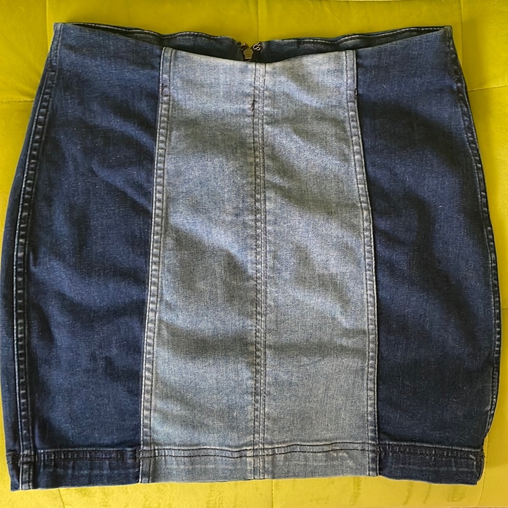 Free people two tone denim mini skirt